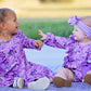Fall Lavender Floral Print Girls Long Sleeve Twirl Dress