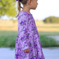 Fall Lavender Floral Print Girls Long Sleeve Twirl Dress