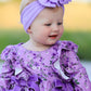 Fall Lavender Floral Print Girls Long Sleeve Romper