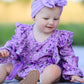 Fall Lavender Floral Print Girls Long Sleeve Romper