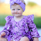 Fall Lavender Floral Print Girls Long Sleeve Romper