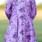 Fall Lavender Floral Print Girls Long Sleeve Twirl Dress