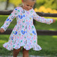 Fall Farm Chicken Print Girls Ruffle Hem Twirl Dress