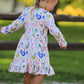 Fall Farm Chicken Print Girls Ruffle Hem Twirl Dress