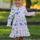 Fall Farm Chicken Print Girls Ruffle Hem Twirl Dress