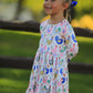 Fall Farm Chicken Print Girls Ruffle Hem Twirl Dress