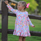 Fall Butterfly Floral Print Girls Ruffle Hem Twirl Dress