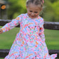 Fall Butterfly Floral Print Girls Ruffle Hem Twirl Dress