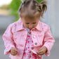 Pink Fall Girls Denim Jacket