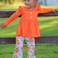 Girls Fall Pumpkin Print Set