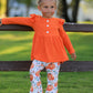 Girls Fall Pumpkin Print Set