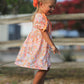 Peach Bow Smocked Floral Girl Dress