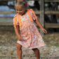 Peach Bow Smocked Floral Girl Dress