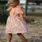 Peach Bow Smocked Floral Girl Dress