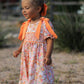 Peach Bow Smocked Floral Girl Dress