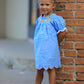 Blue Fall Thanksgiving&Halloween Pumpkin Smock Embroidery Lace Baby Girl Dress