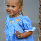 Blue Fall Thanksgiving&Halloween Pumpkin Smock Embroidery Lace Baby Girl Dress
