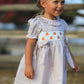 Fall Thanksgiving Pumpkin Embroidery Smock Plaid Girls Dress