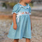 Western Plaid Horse Embroidered Girl Dress