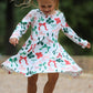 Girls Christmas Bow Print Dress