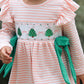 Christmas Tree Smocked Embroidery Stripe Baby Girls Dress