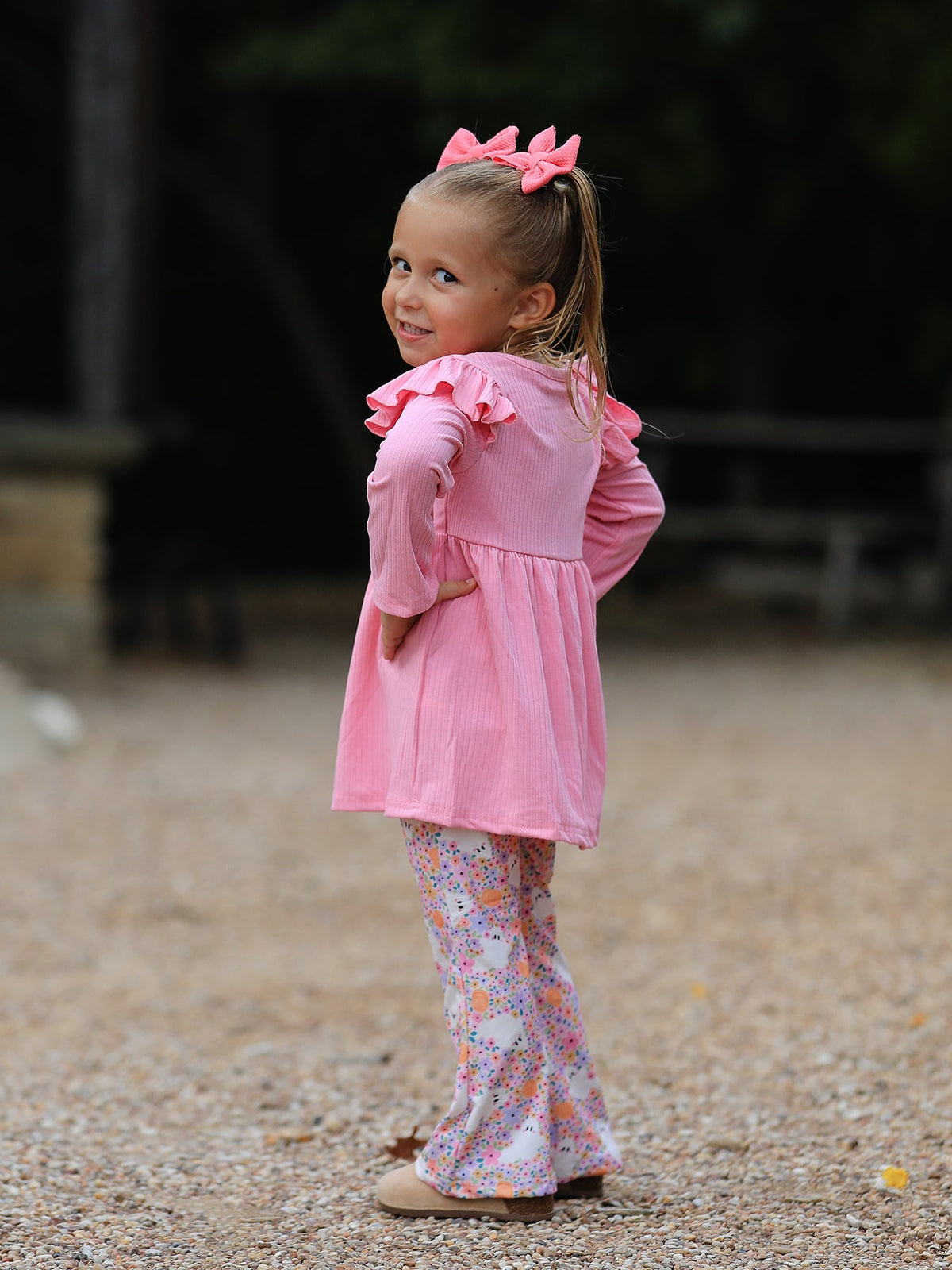 Halloween Ghost Girls Bell Bottom Pant Set Ruffle