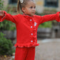Christmas Red Girls Embroidered Pajamas
