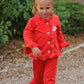 Christmas Red Girls Embroidered Pajamas