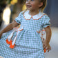 Fall Plaid Girls Dress Pumpkin Bow Smocked Peter Pan Collar