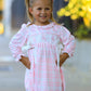 Fall Pink Plaid Ruffle Ballet Shoe Embroidery Long Sleeve Dress