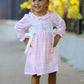 Fall Pink Plaid Ruffle Ballet Shoe Embroidery Long Sleeve Dress