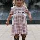 Western Horse Embroidered Smocked Plaid Girls Dress