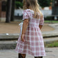 Western Horse Embroidered Smocked Plaid Girls Dress