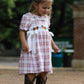 Western Horse Embroidered Smocked Plaid Girls Dress