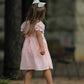 Western Horse Embroidery Girls Dress Lace Petals Collar Puff Sleeve