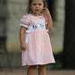 Western Horse Embroidery Girls Dress Lace Petals Collar Puff Sleeve