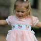 Western Horse Embroidery Girls Dress Lace Petals Collar Puff Sleeve