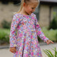 Fall Vintage Floral Print Girls Long Sleeve Twirl Dress