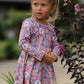 Fall Vintage Floral Print Girls Long Sleeve Twirl Dress