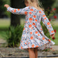 Halloween Pumpkin Ghost Girls Dress Long Sleeve Twirl Dress
