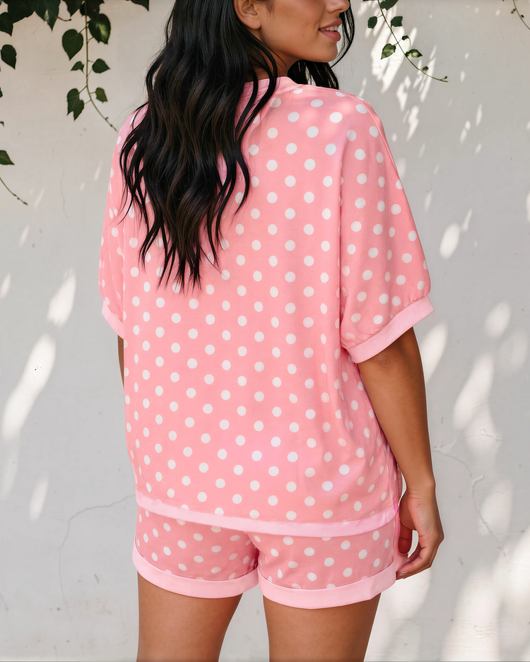 KyleeAnn Polka-Dot Oversized Top & Short Set