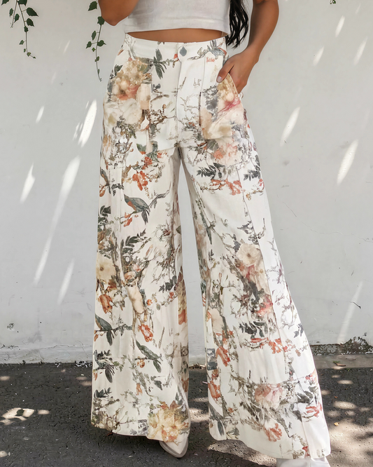 Meadow Floral High-Waist Wide-Leg Jeans