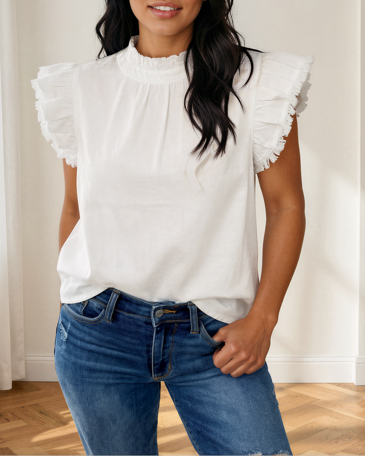 Logan Flutter Sleeve Denim Top