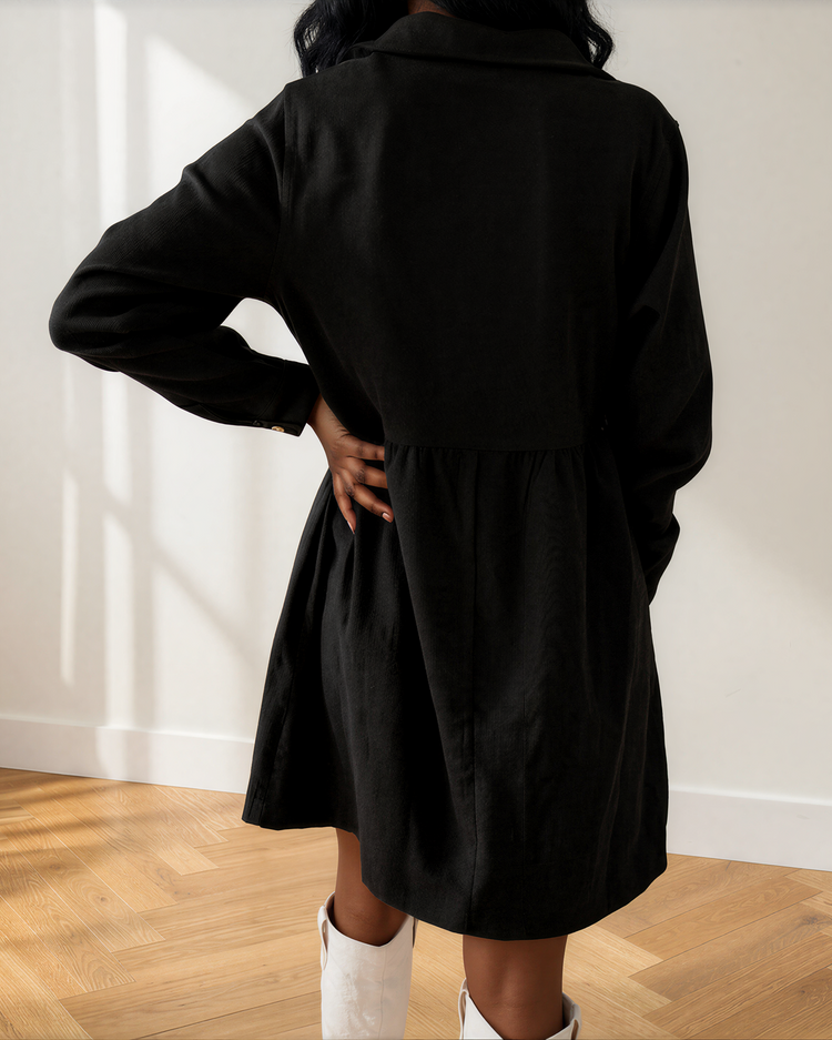 Abigail Corduroy Mini Dress | Collared Button Dress