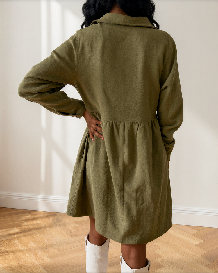 Abigail Corduroy Mini Dress | Collared Button Dress