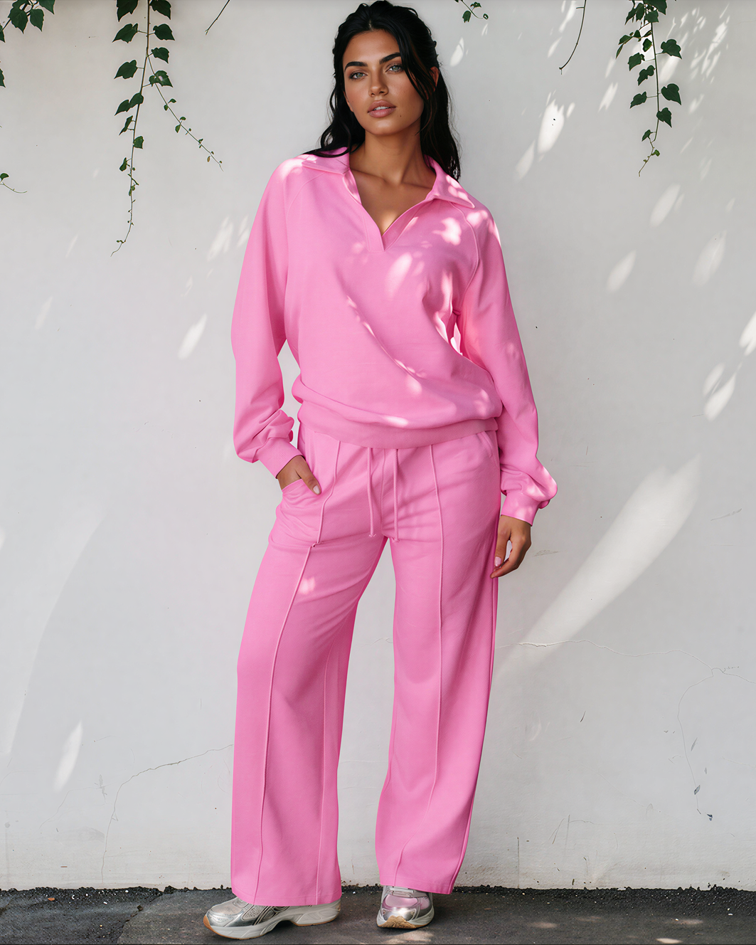 Addie Polo Lounge Set | Pullover & Drawstring Pants