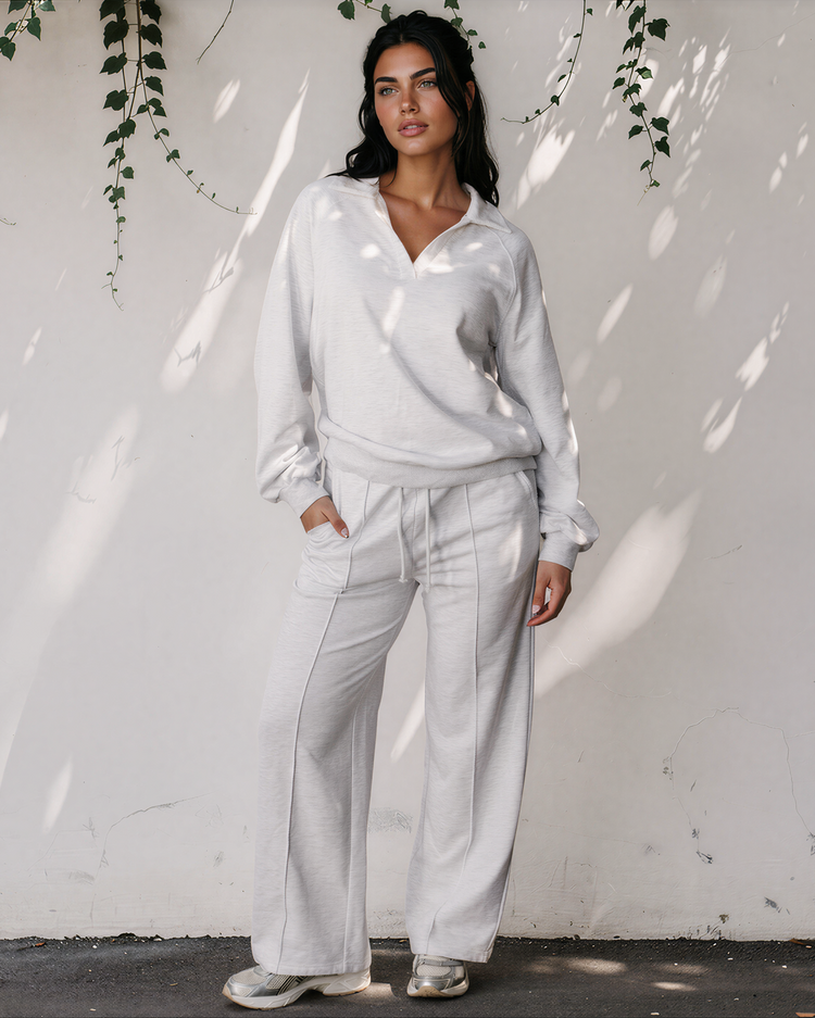 Addie Polo Lounge Set | Pullover & Drawstring Pants
