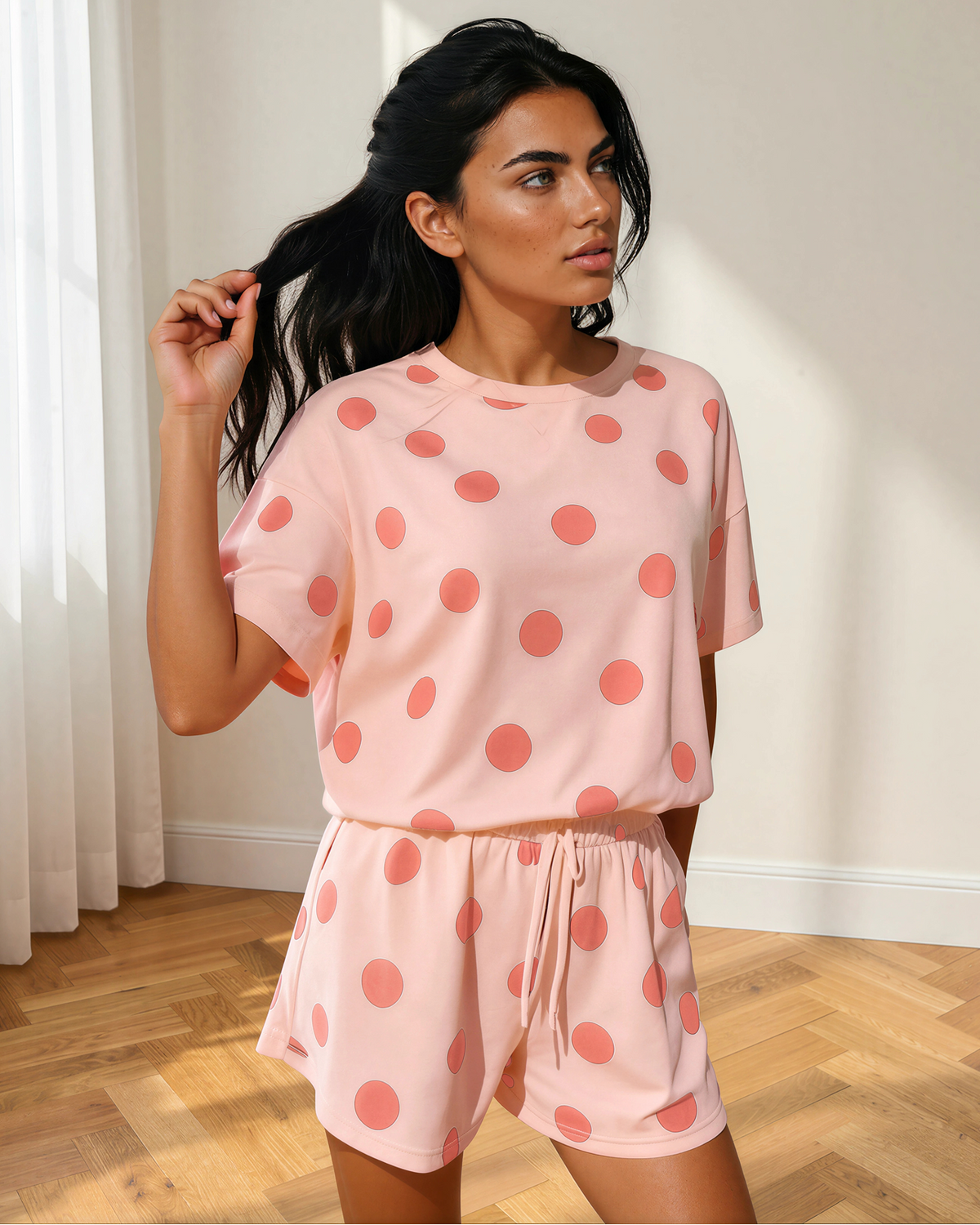 Myla Polka-Dot Drawstring Short Set