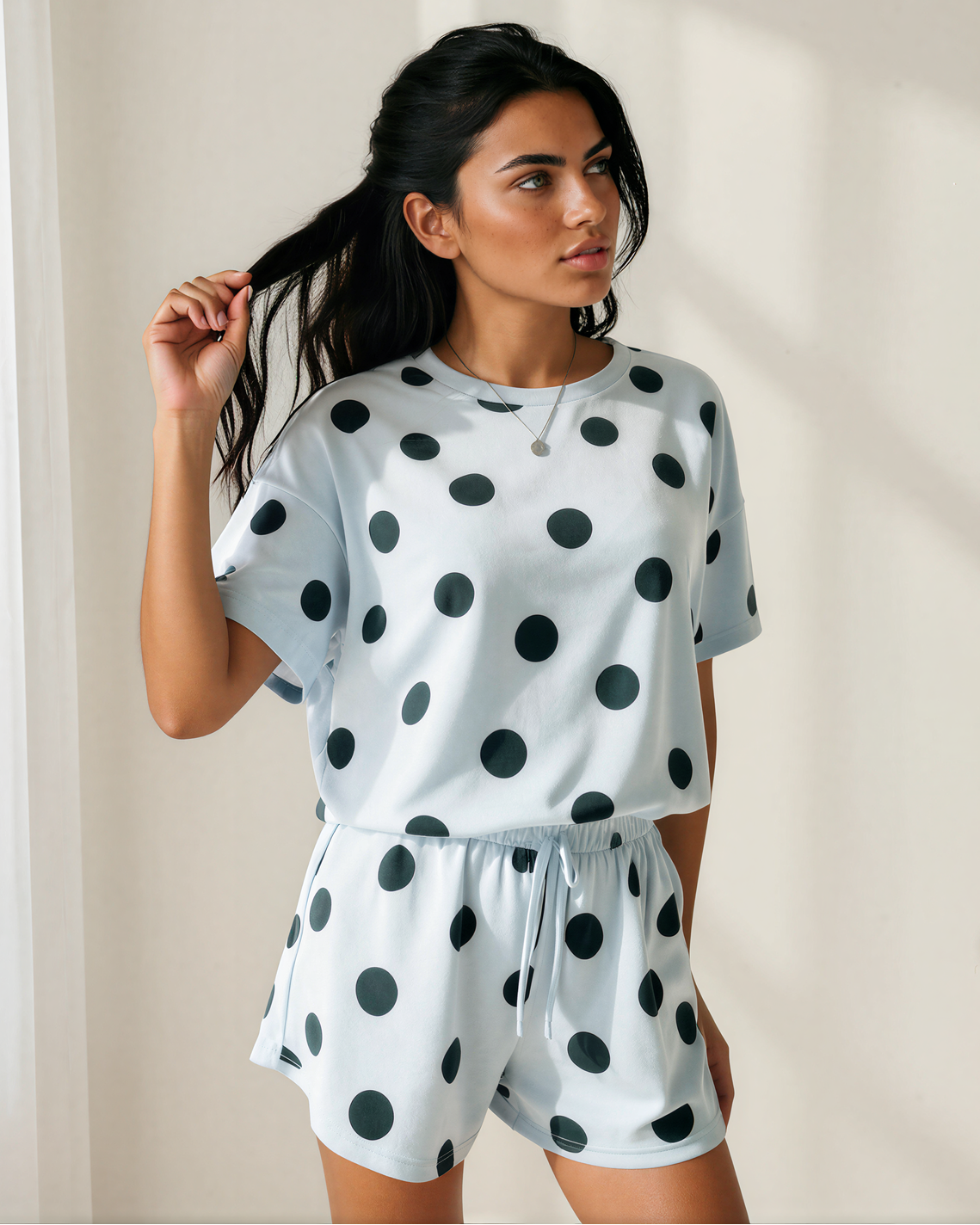 Myla Polka-Dot Drawstring Short Set