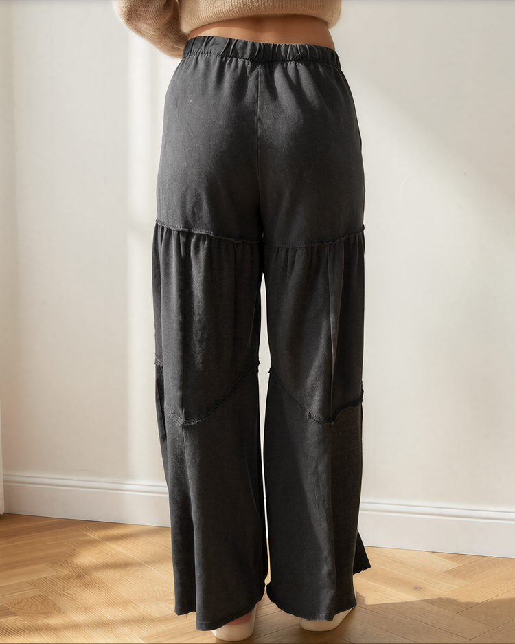 Hazel Mineral-Wash Drawstring Wide-Leg Pants